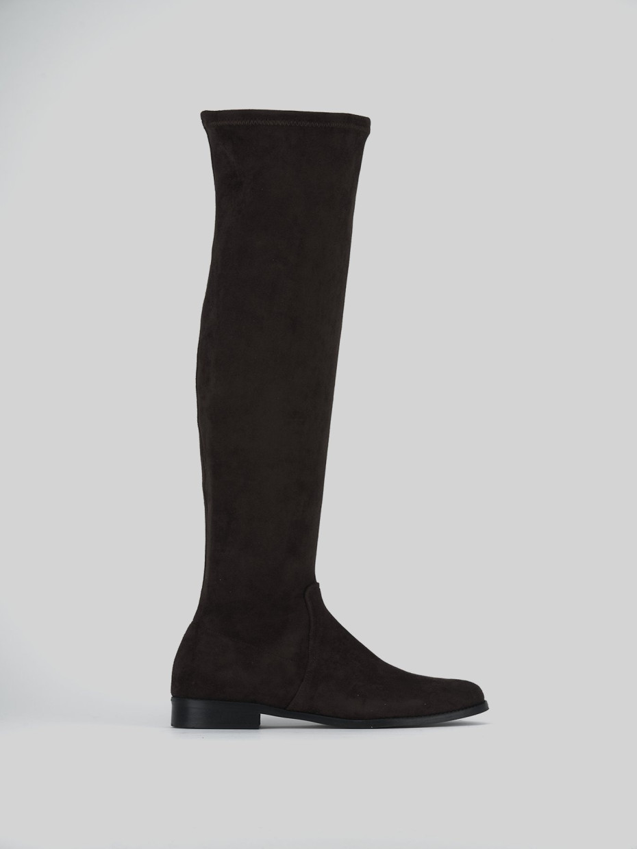 Low heel boots heel 1 cm dark brown suede