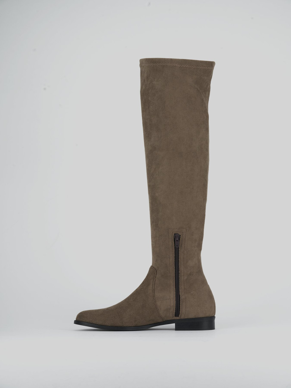 Low heel boots heel 1 cm beige suede