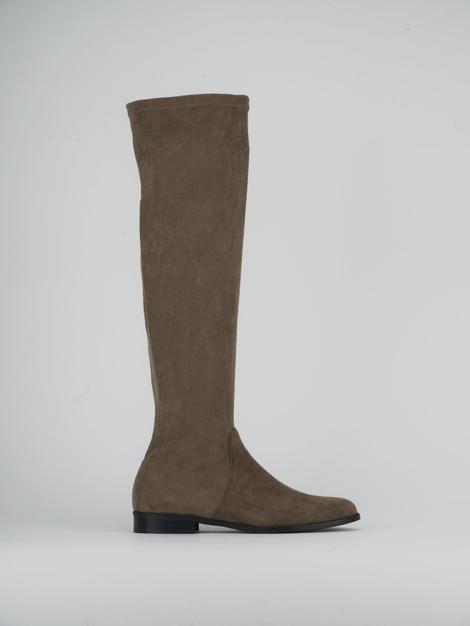 Low heel boots heel 1 cm beige suede