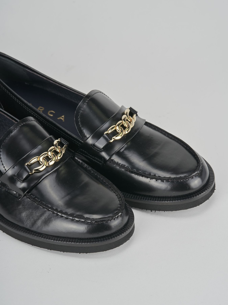 Loafers heel 2 cm black leather
