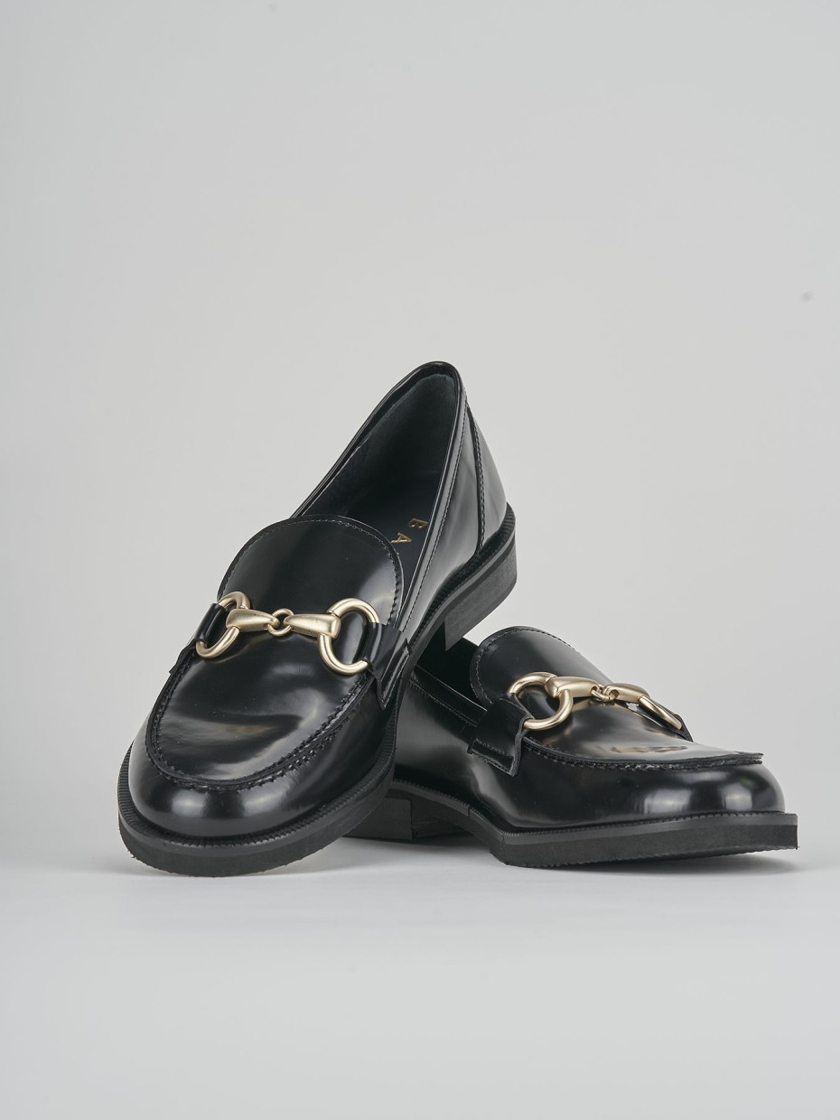 Mocassini tacco 2cm pelle nero