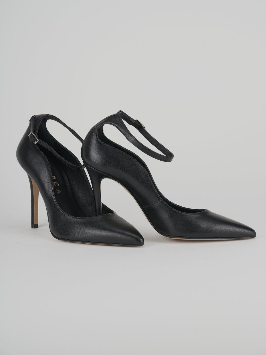 Décolleté e slingback tacco 10cm pelle nero