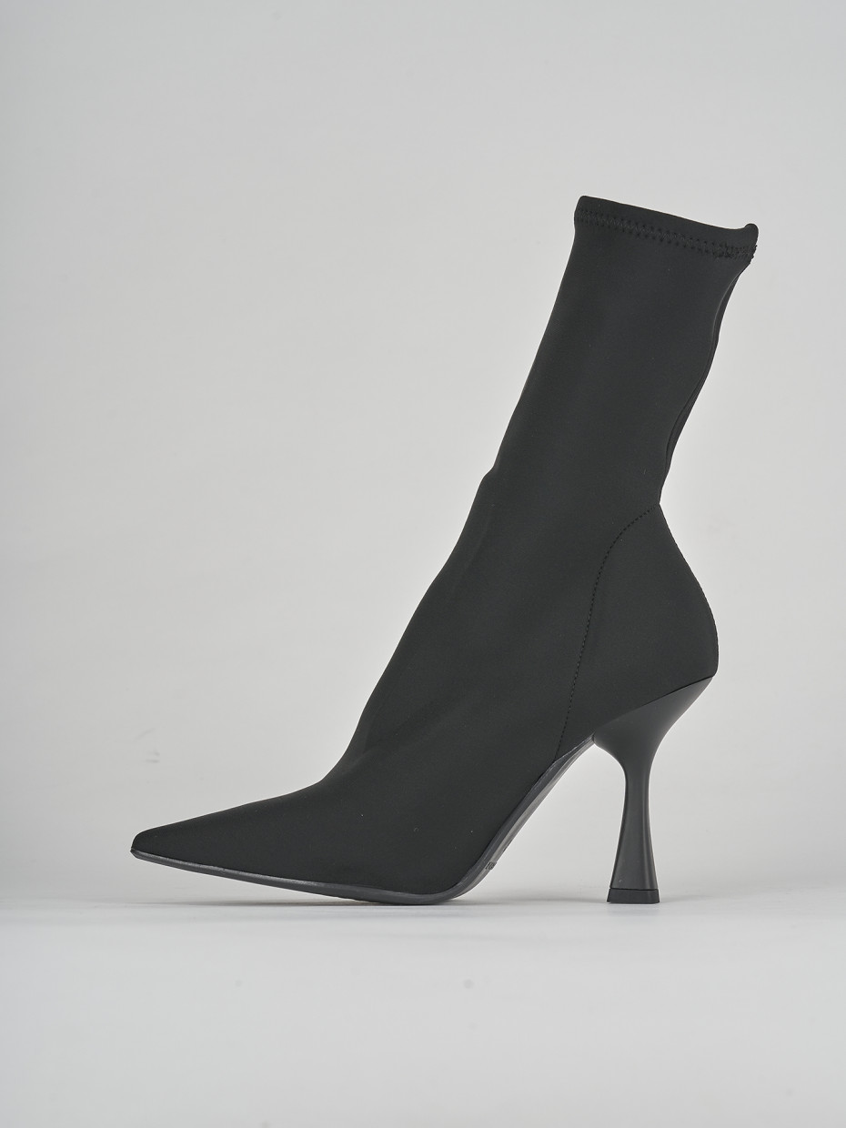 High heel ankle boots heel 9 cm black tissue