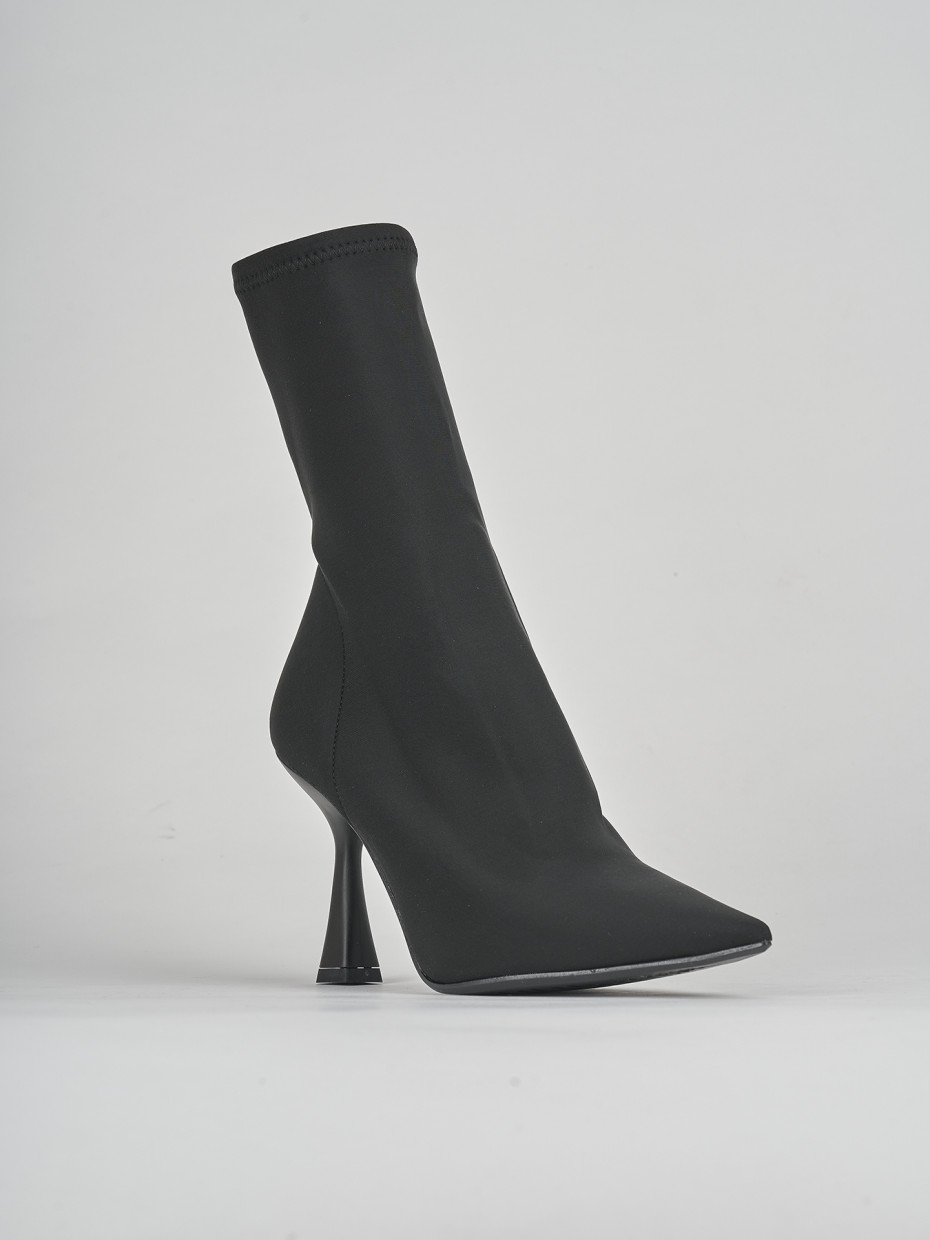 High heel ankle boots heel 9 cm black tissue