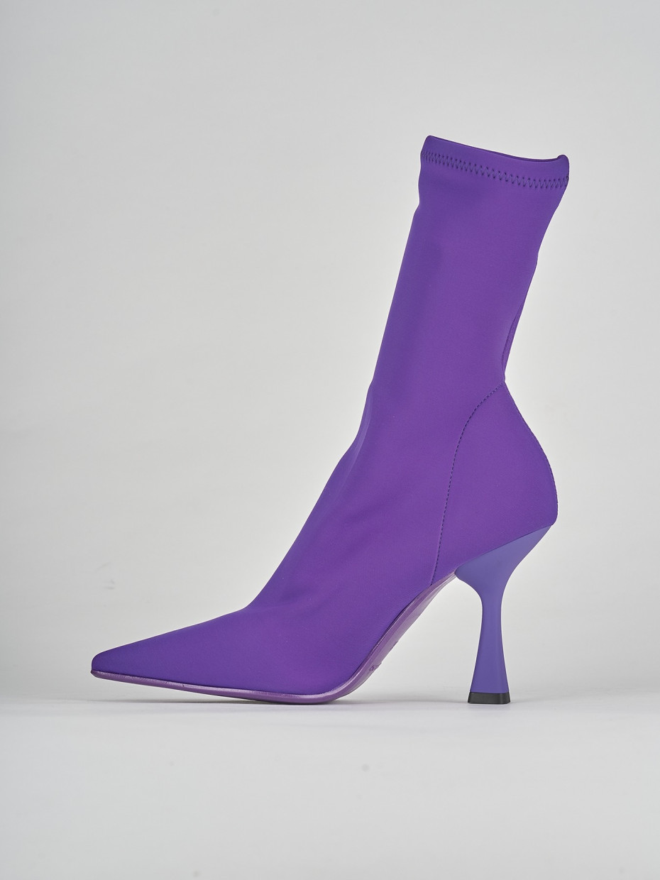 Stivaletti tacco 9cm tessuto viola
