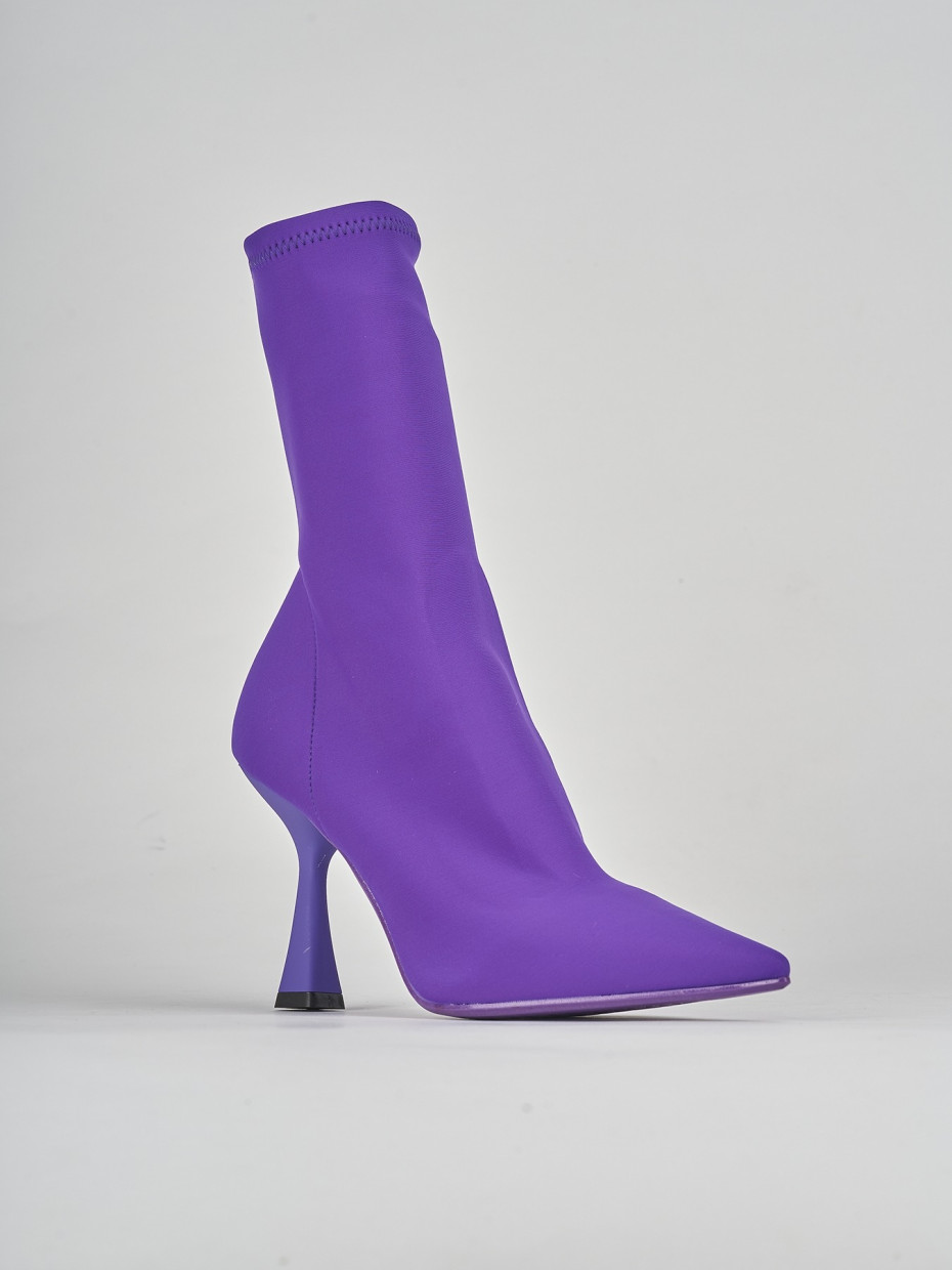 Stivaletti tacco 9cm tessuto viola