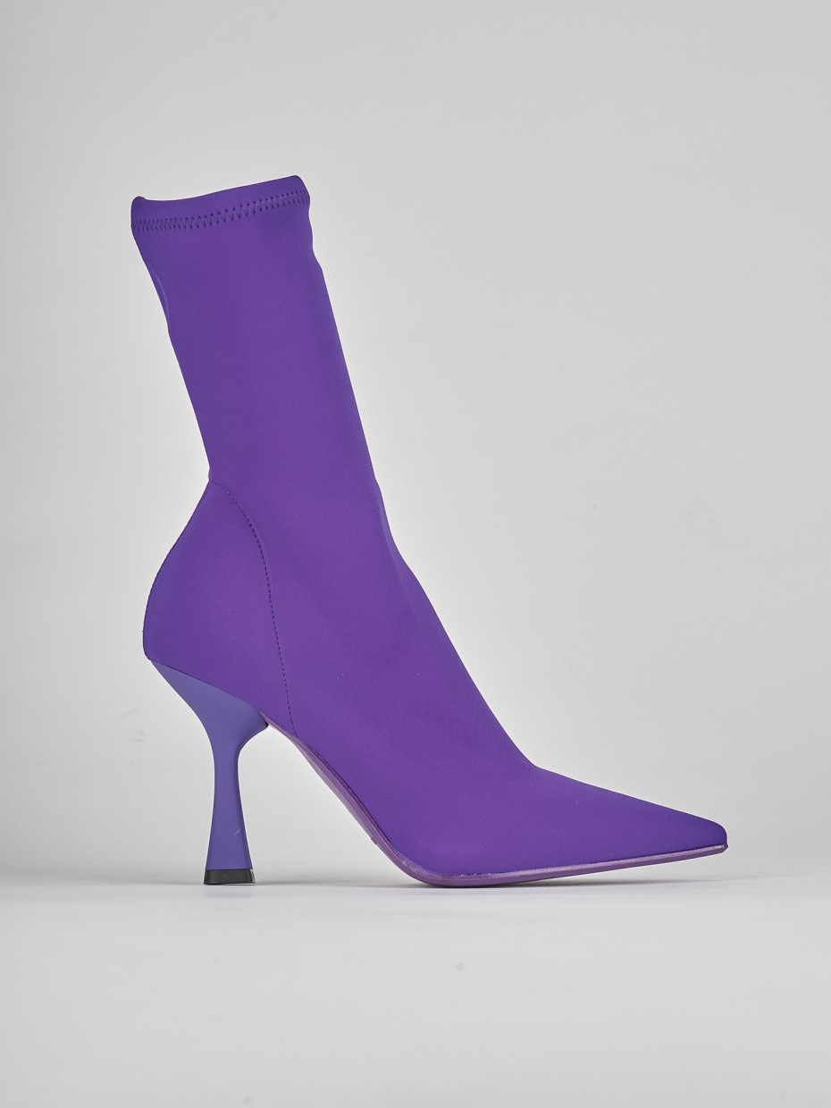 High heel ankle boots heel 9 cm violet tissue