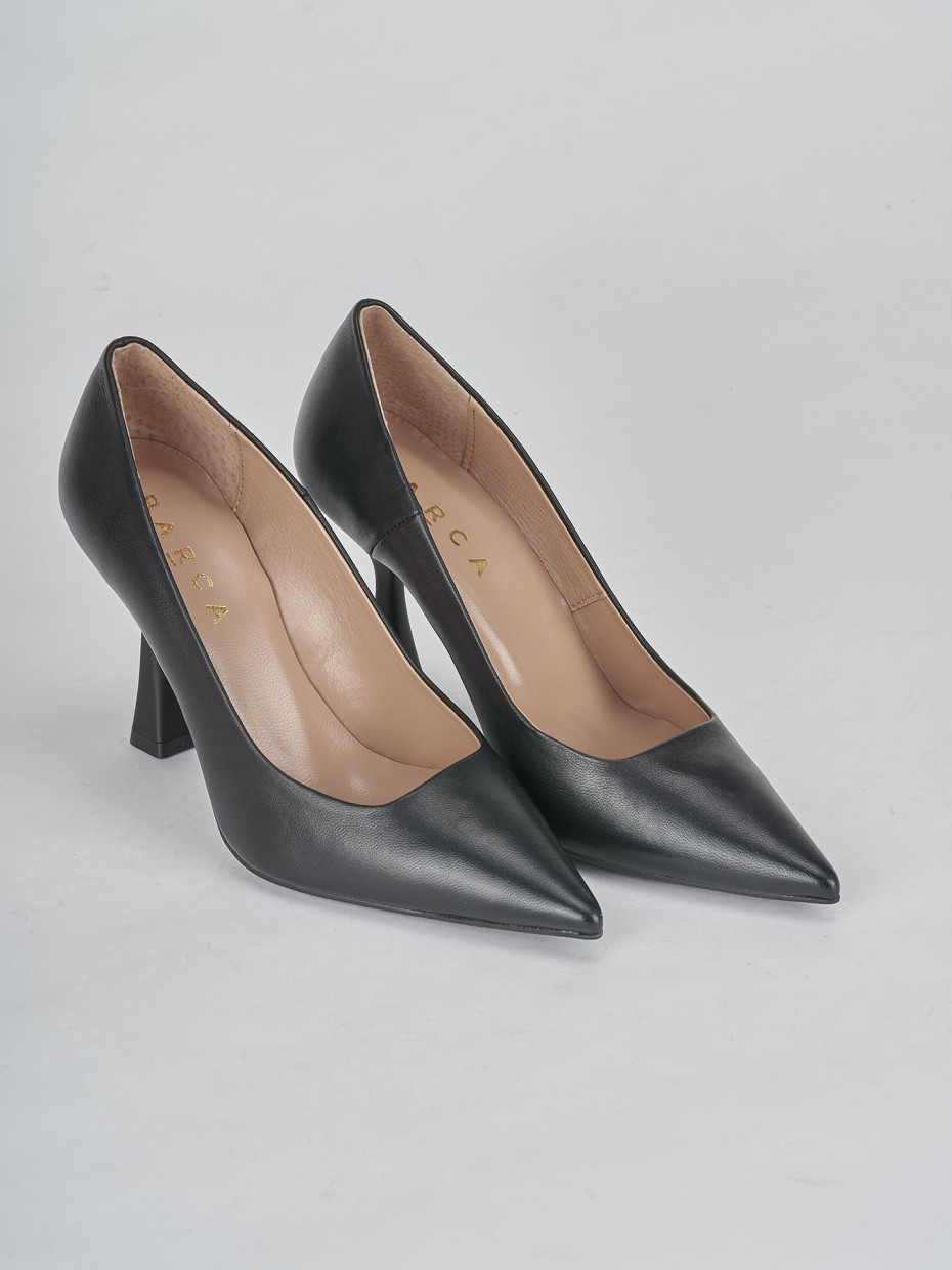 Décolleté e slingback tacco 9cm pelle nero