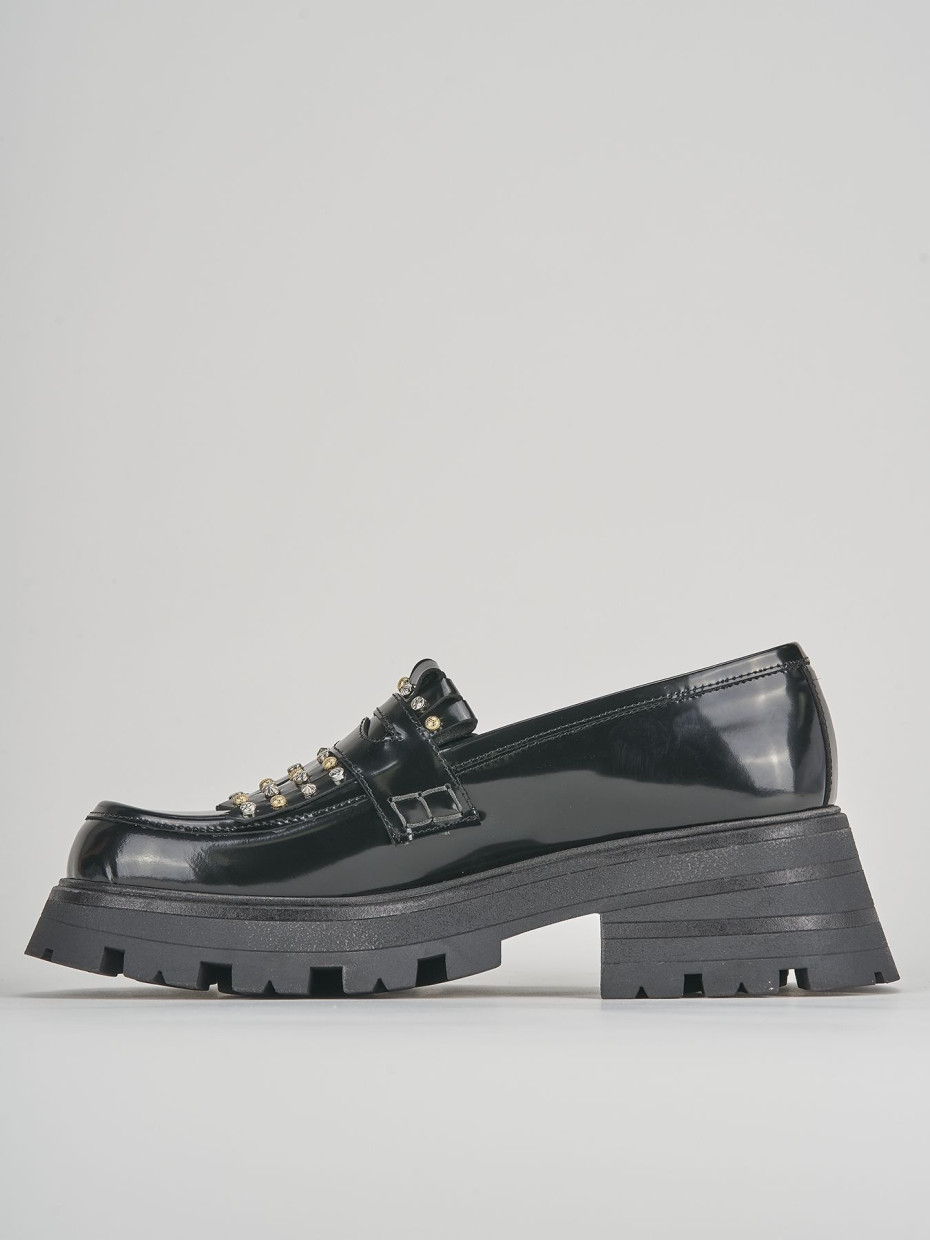 Mocassini tacco 2cm pelle nero