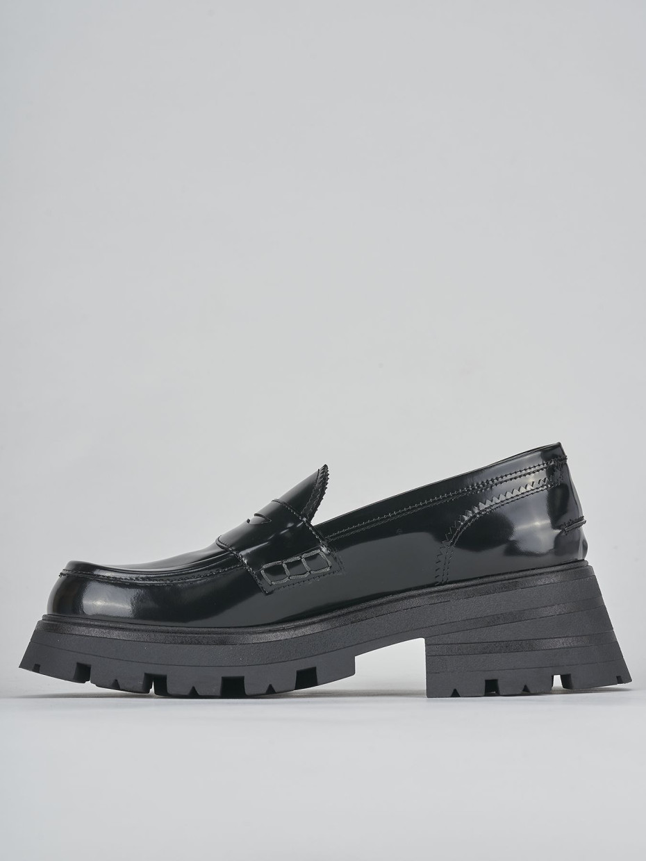 Mocassini tacco 3cm pelle nero