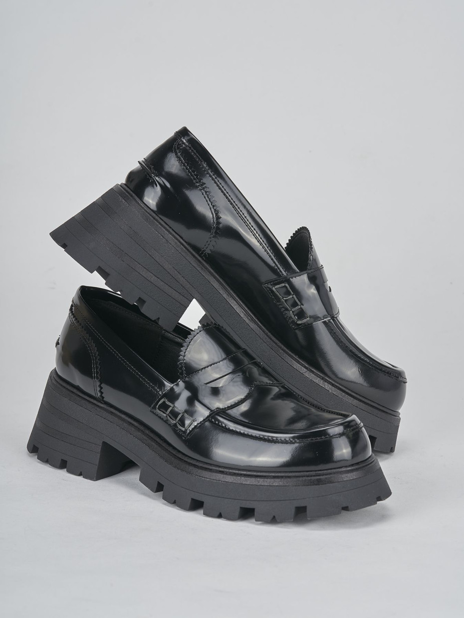 Mocassini tacco 3cm pelle nero