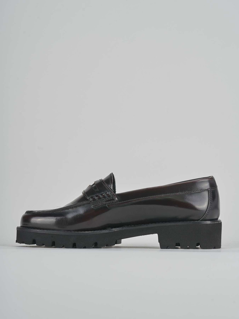 Loafers heel 1 cm bordeaux leather