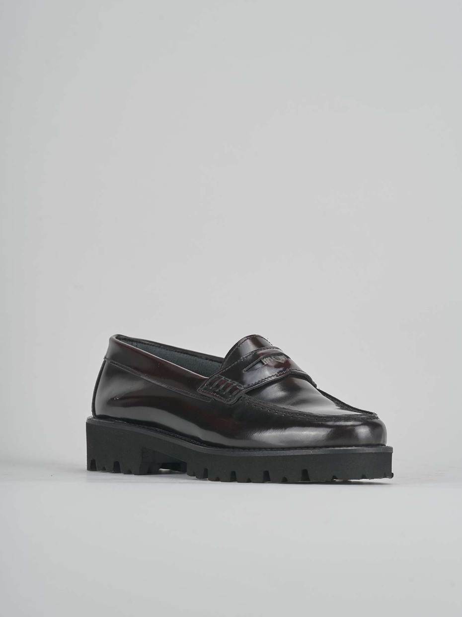 Loafers heel 1 cm bordeaux leather