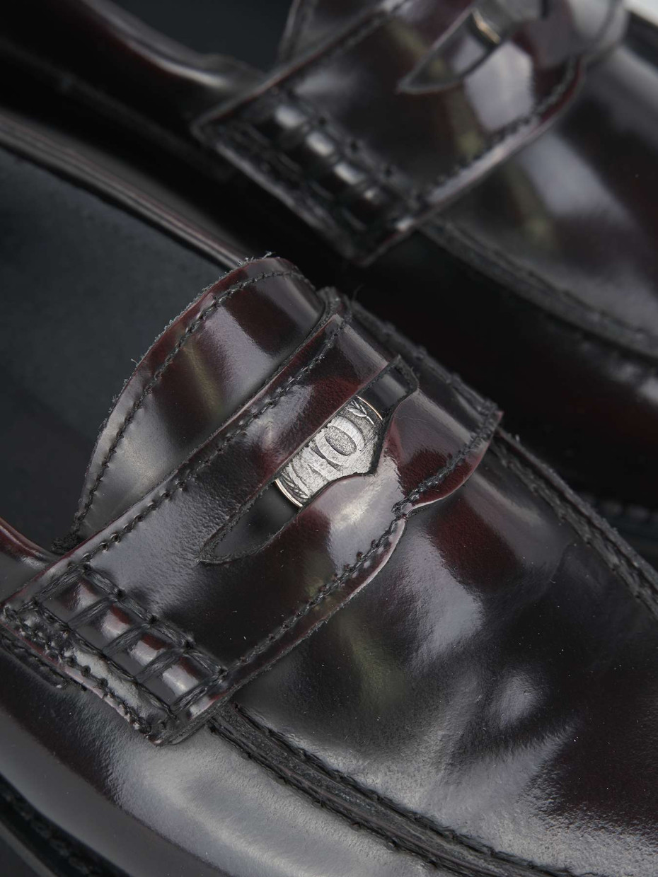 Loafers heel 1 cm bordeaux leather
