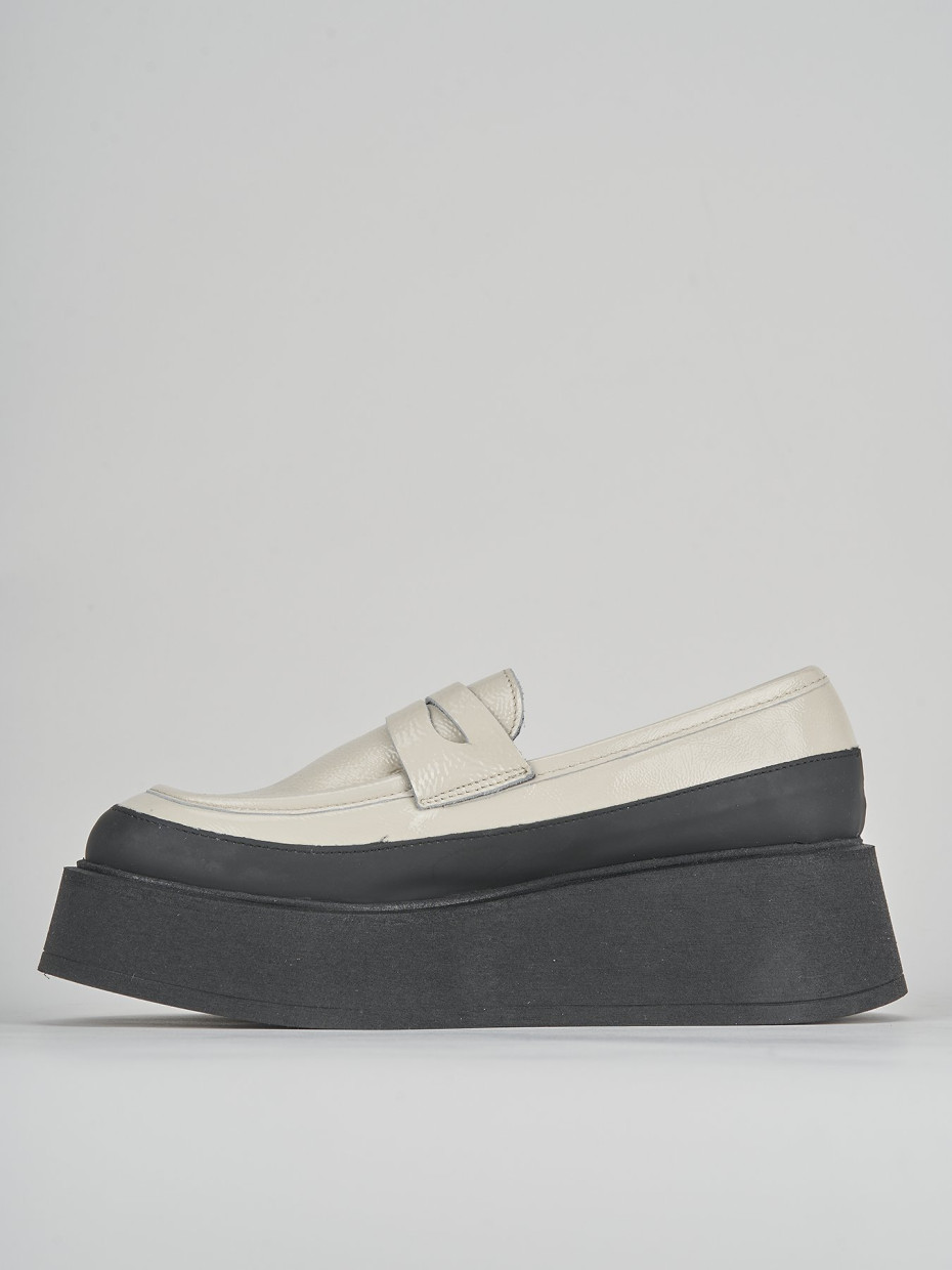 Mocassini tacco 2cm pelle bianco