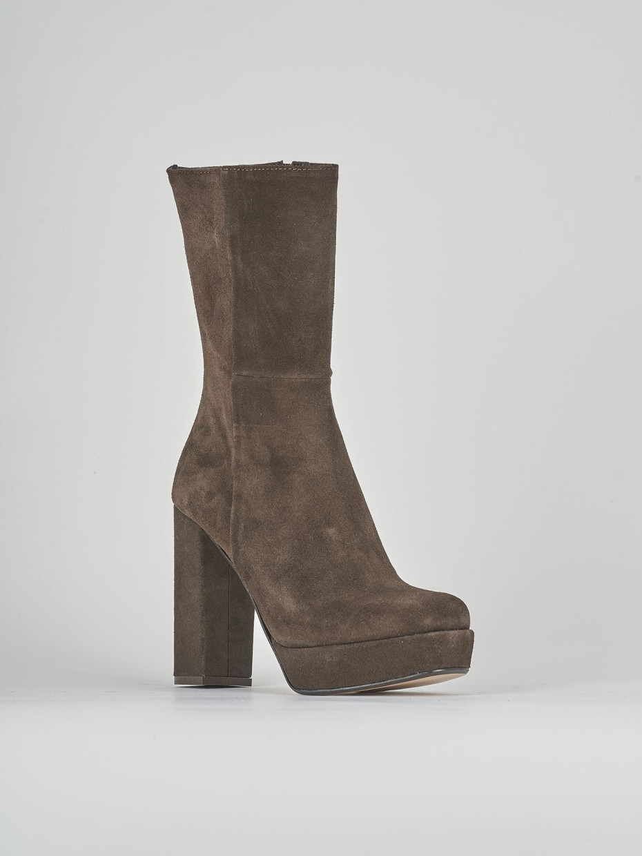 High heel ankle boots woman heel 10 cm dark brown suede Barca Stores