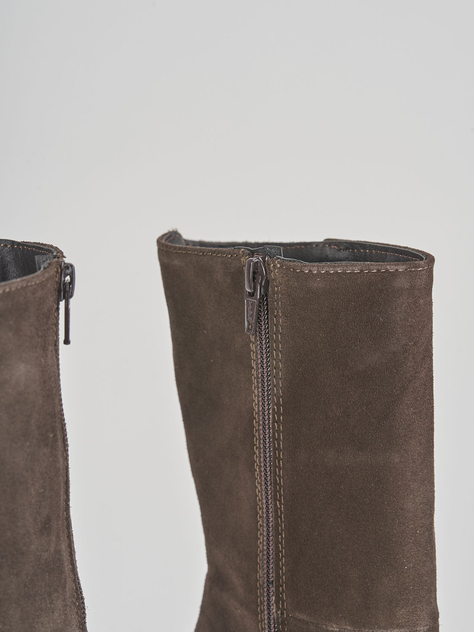 High heel ankle boots heel 10 cm dark brown suede