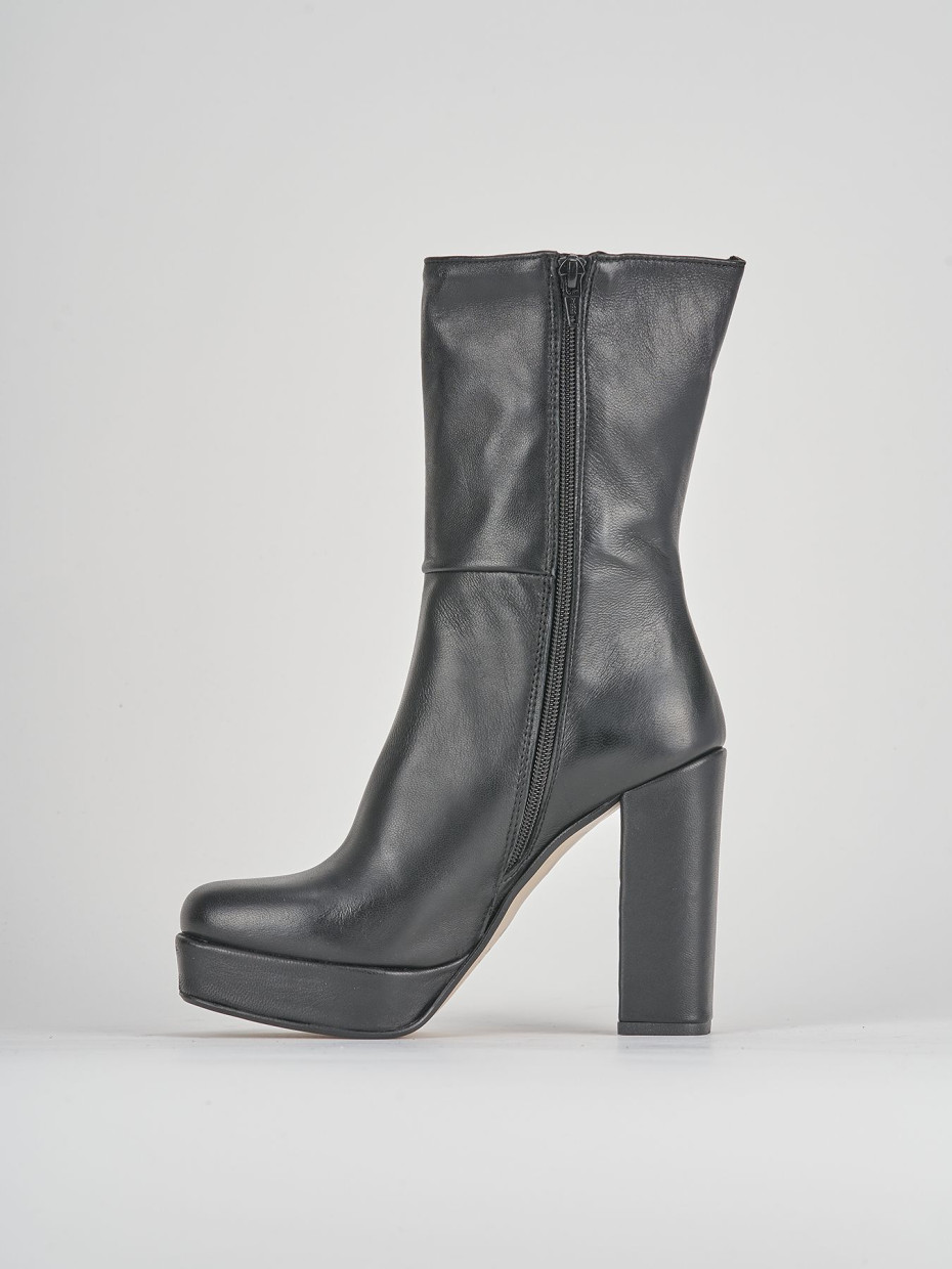 High heel ankle boots heel 11 cm black leather