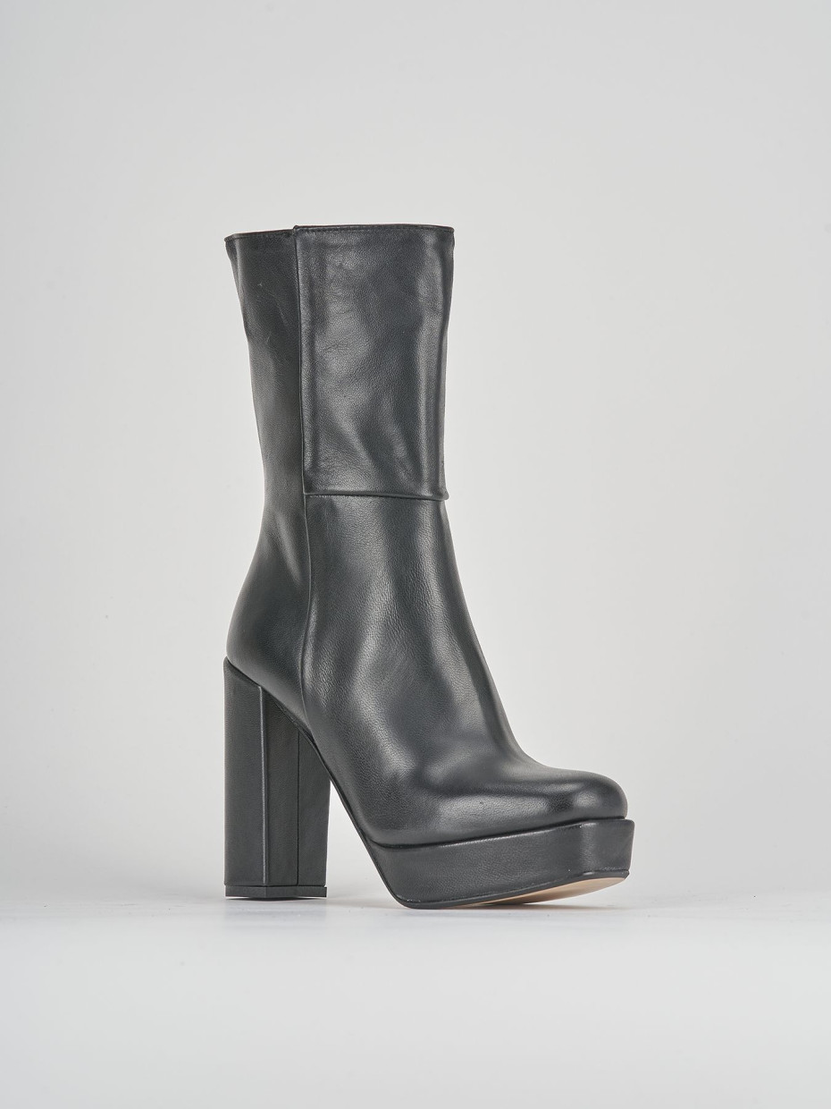 High heel ankle boots heel 11 cm black leather