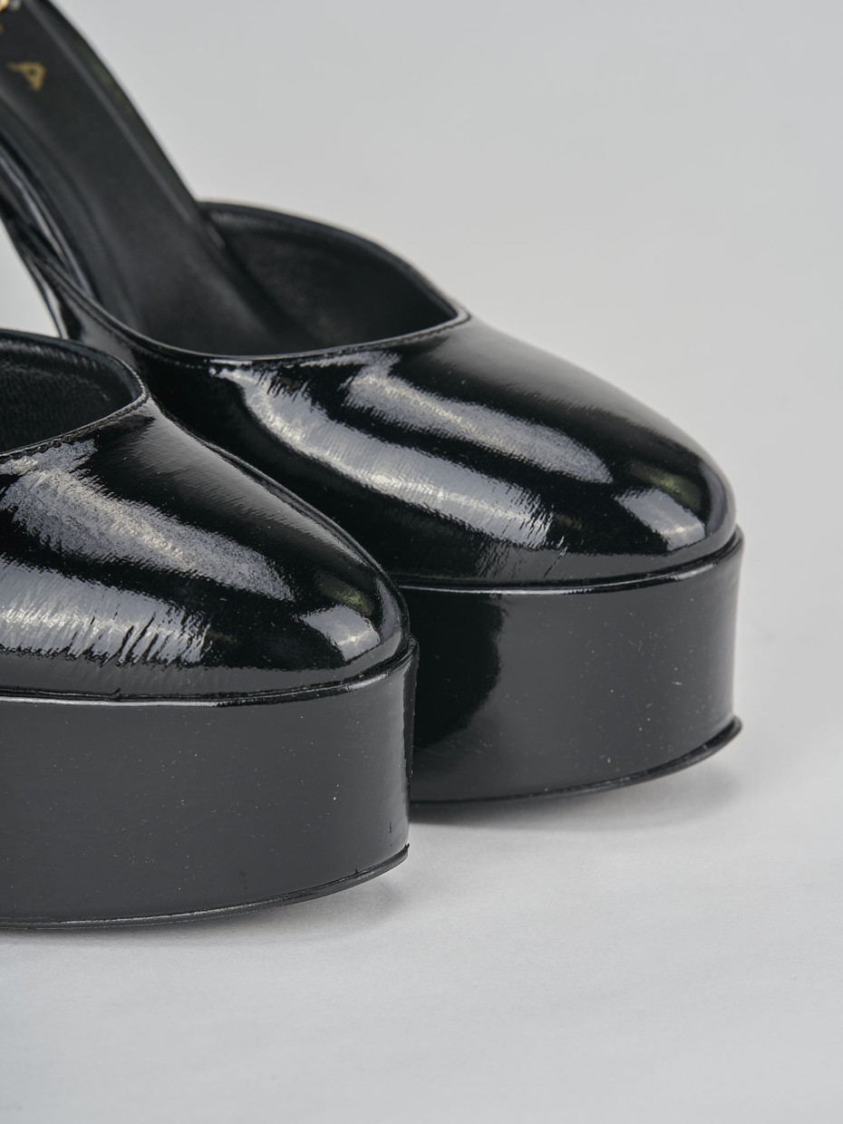 Décolleté e slingback tacco 13cm vernice nero