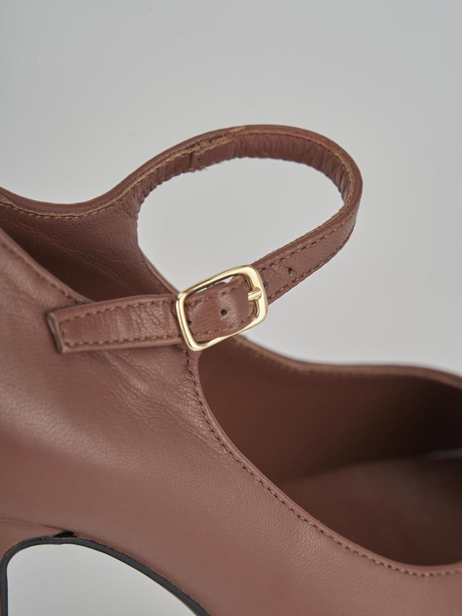 Décolleté e slingback tacco 13cm pelle marrone