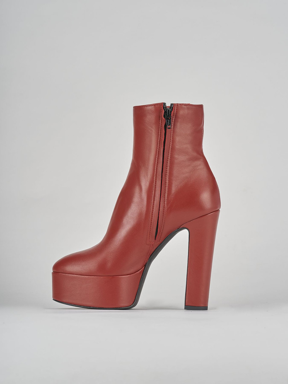 High heel ankle boots heel 13 cm orange leather