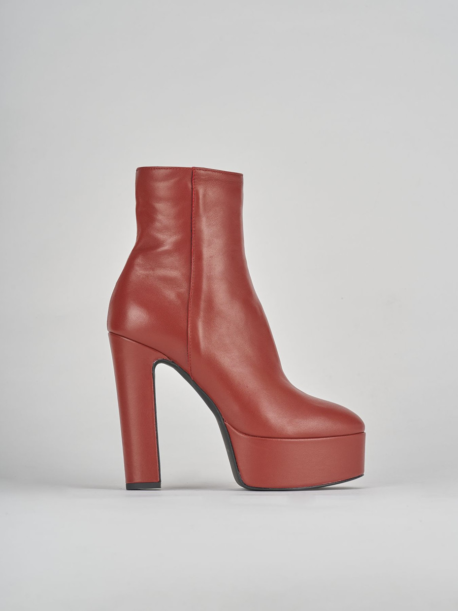 High heel ankle boots heel 13 cm orange leather