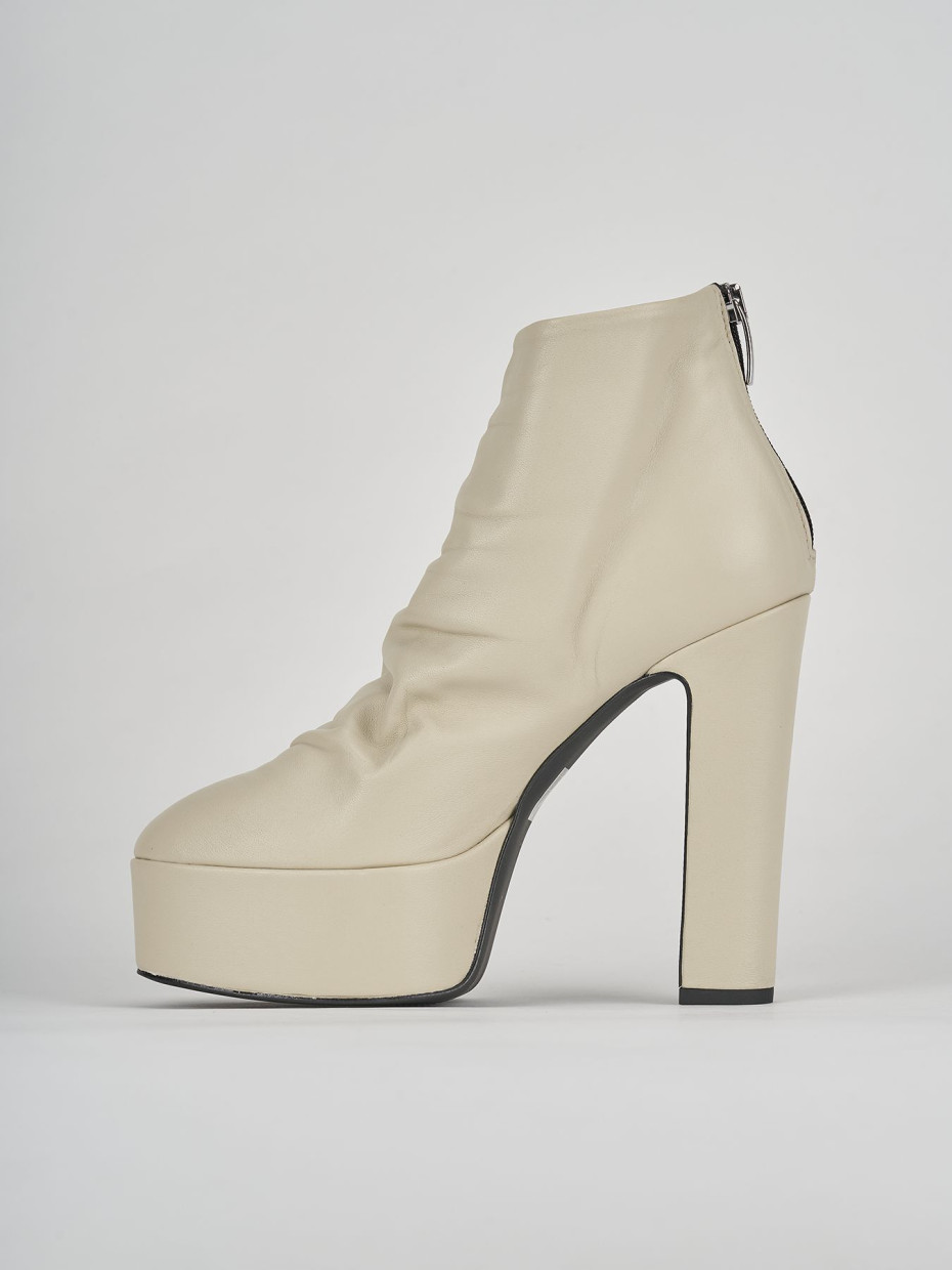 High heel ankle boots heel 13 cm beige leather