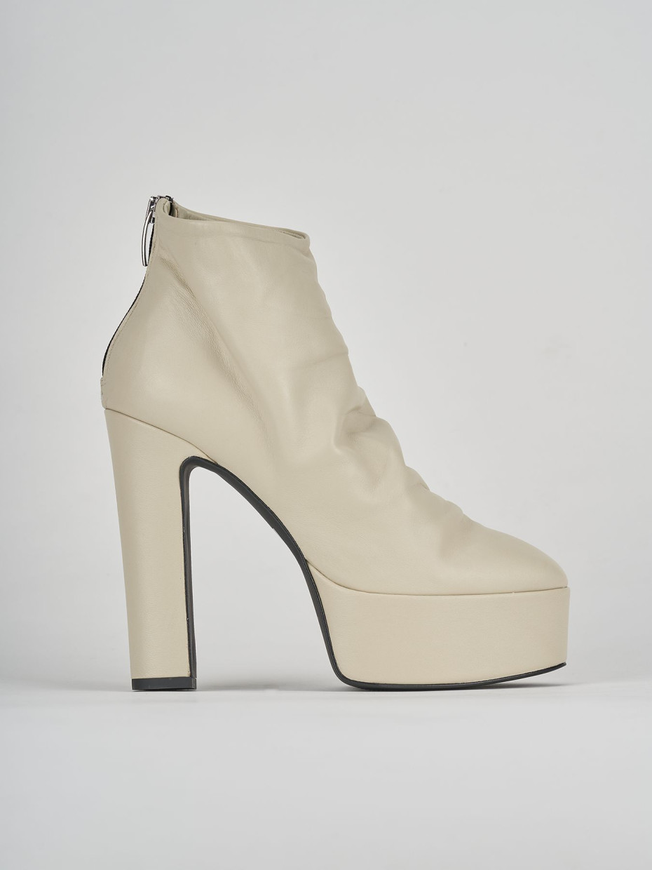 High heel ankle boots heel 13 cm beige leather
