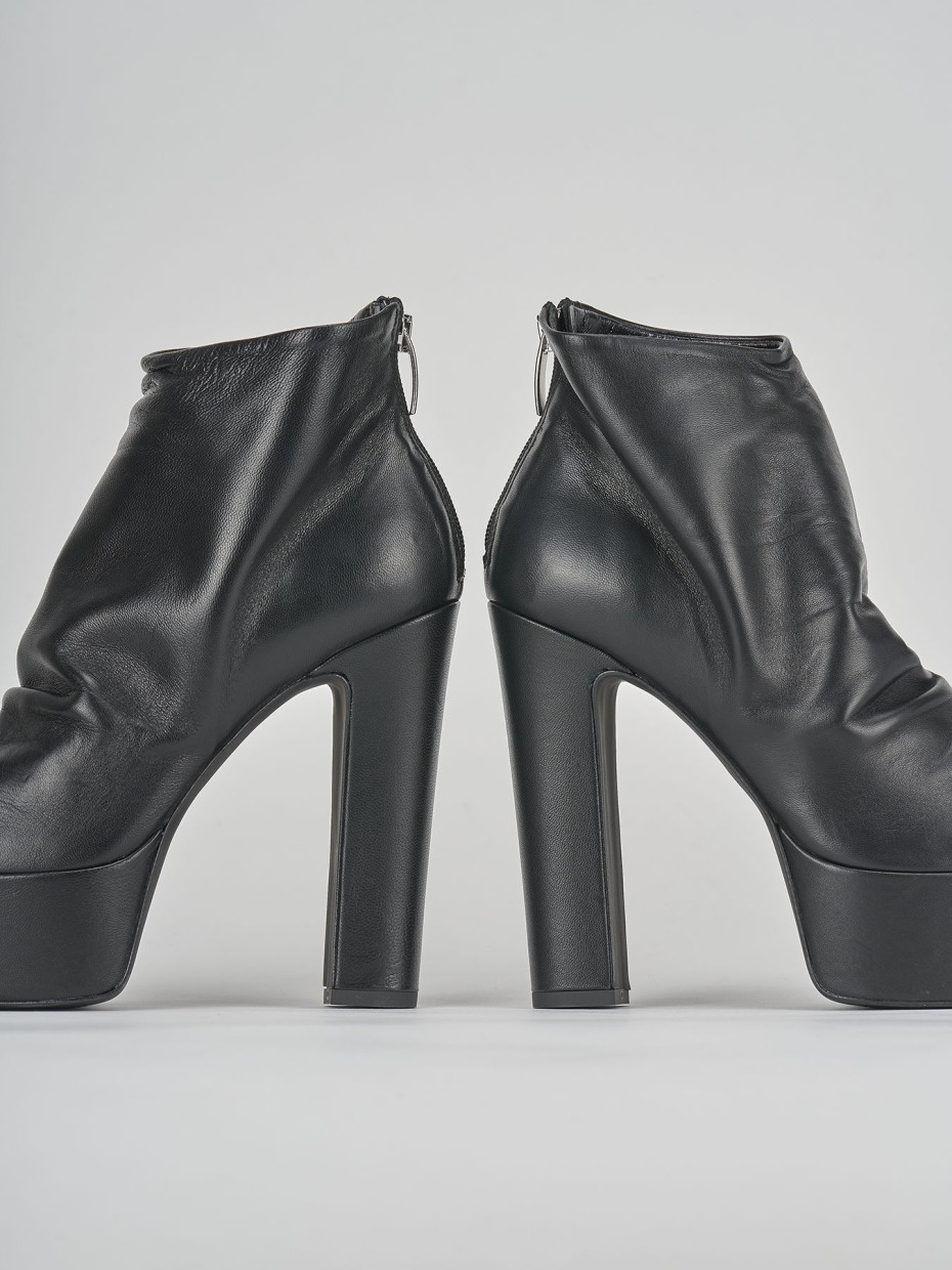 High heel ankle boots heel 13 cm black leather