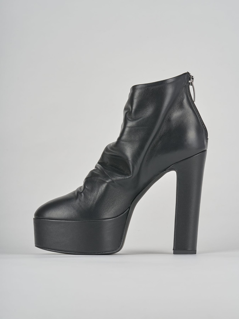 High heel ankle boots heel 13 cm black leather