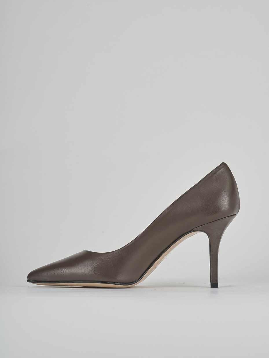 Decolte' tacco 7 cm marrone pelle
