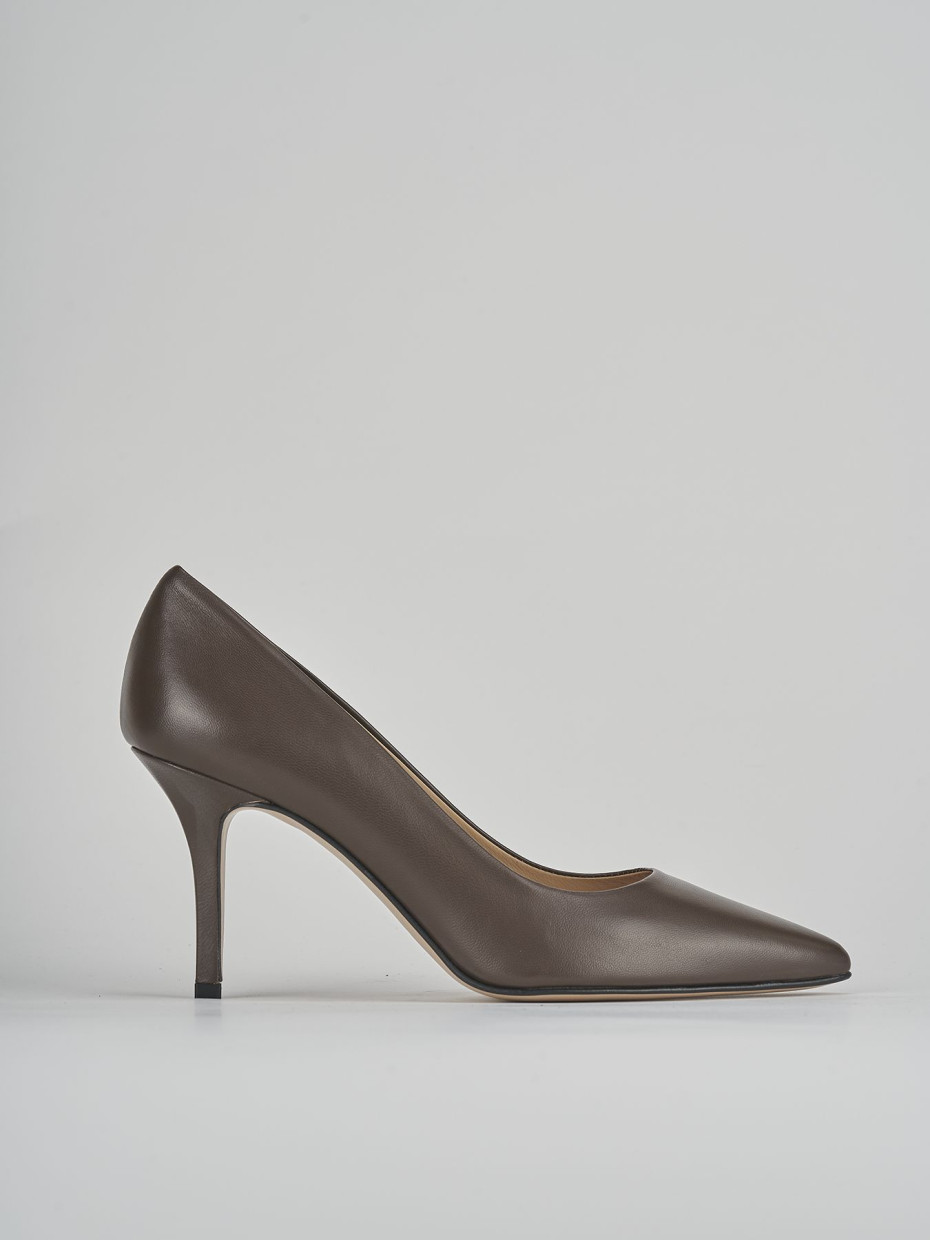 Decolte' tacco 7 cm marrone pelle