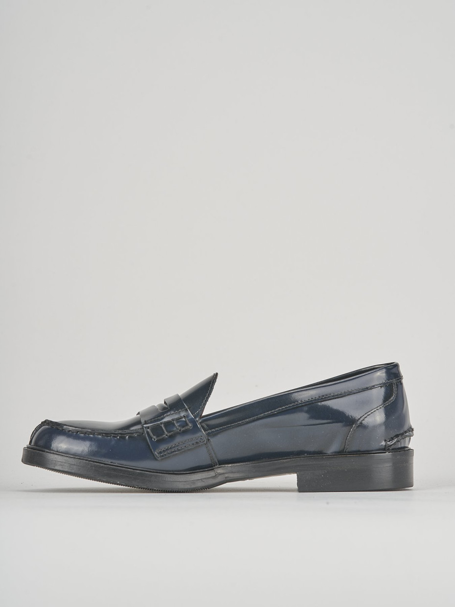 Loafers heel 3 cm blu leather