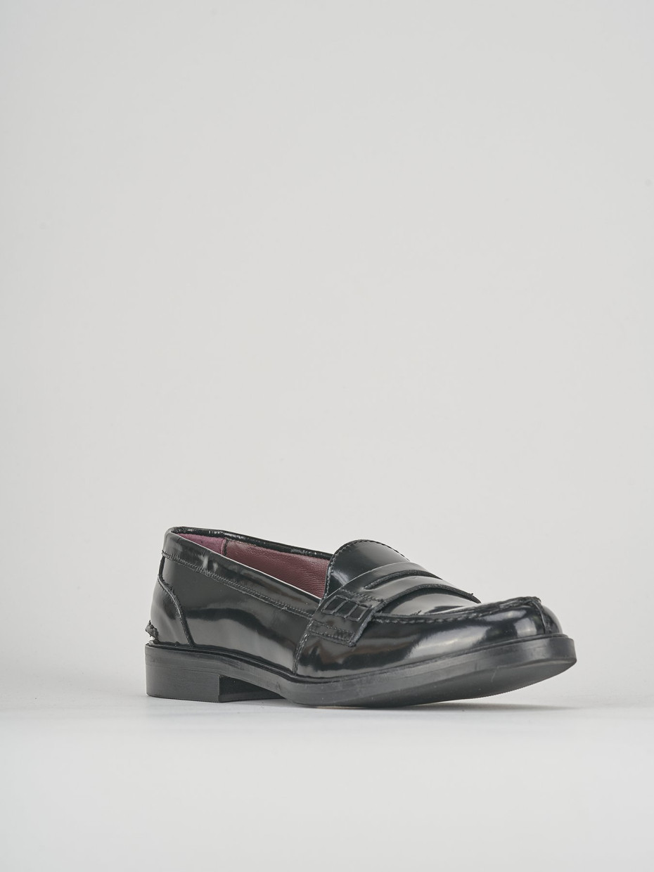 Mocassino tacco 1cm  nero pelle