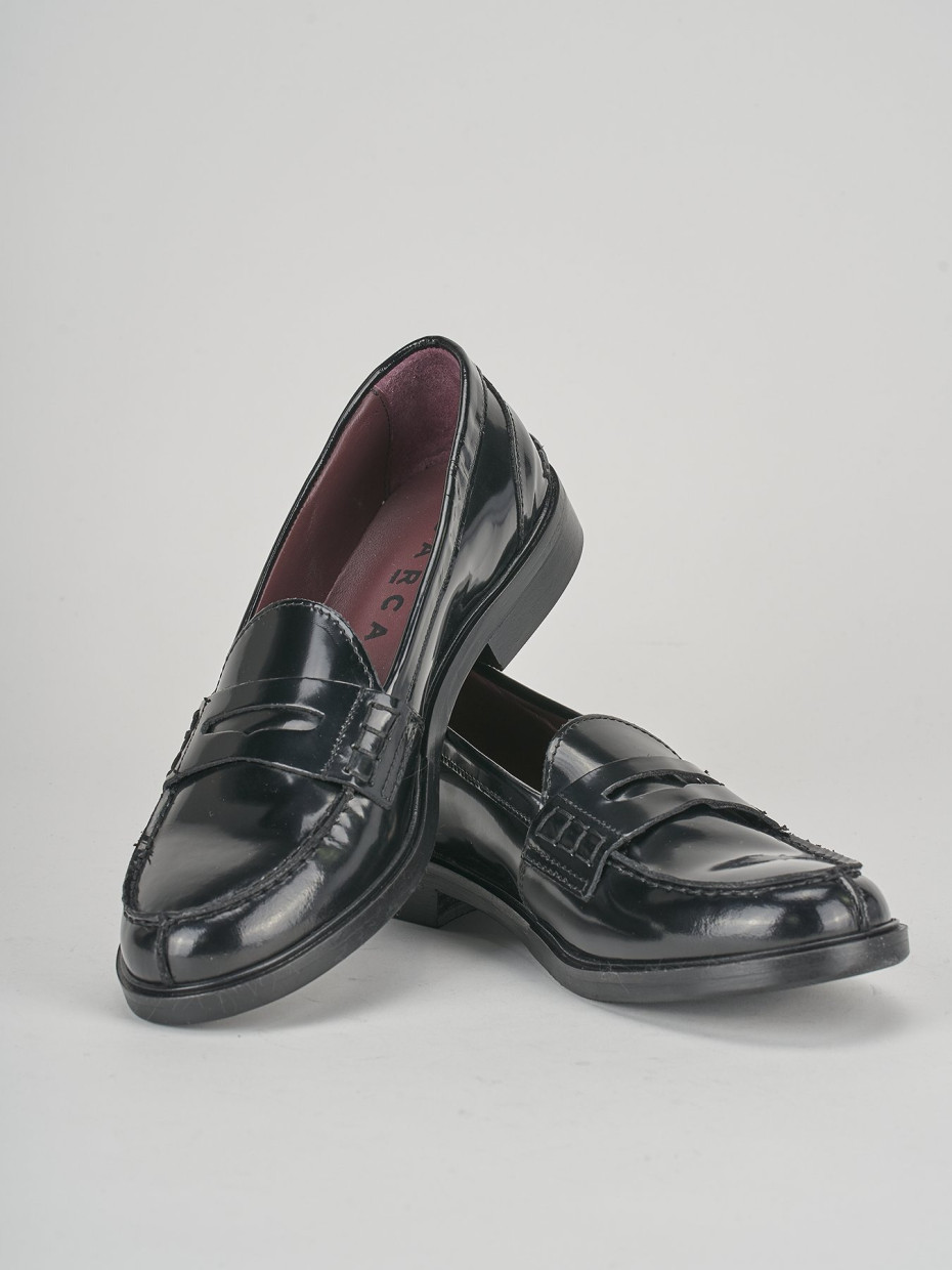 Mocassino tacco 1cm  nero pelle