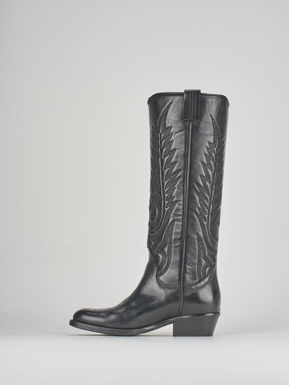 Stivali tacco 4cm pelle nero