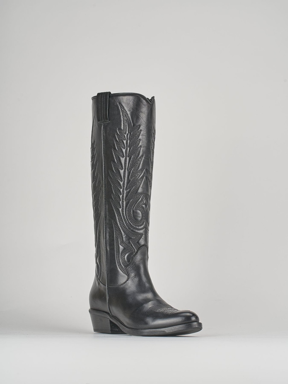 Stivali tacco 4cm pelle nero