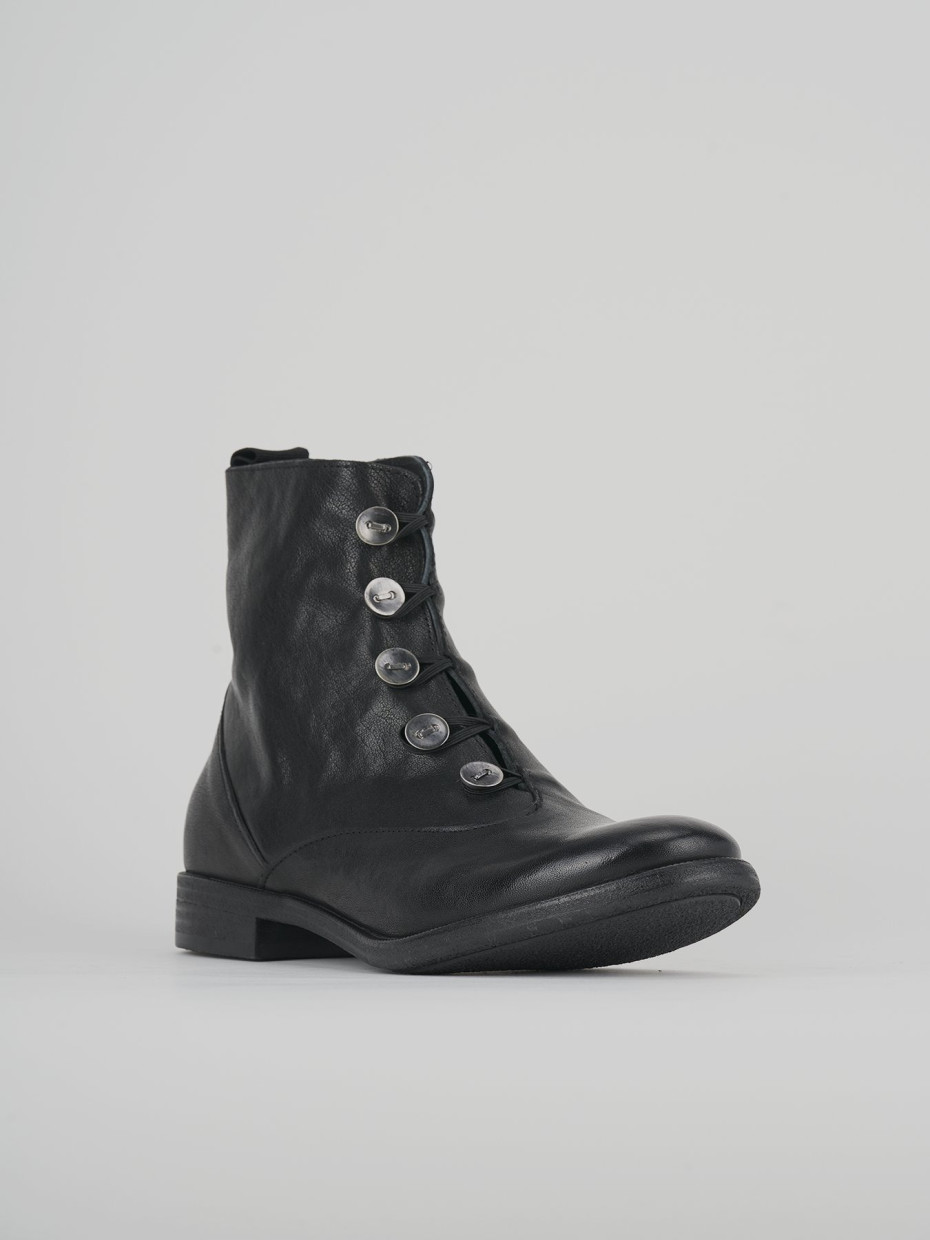 Combat boots heel 3 cm black leather