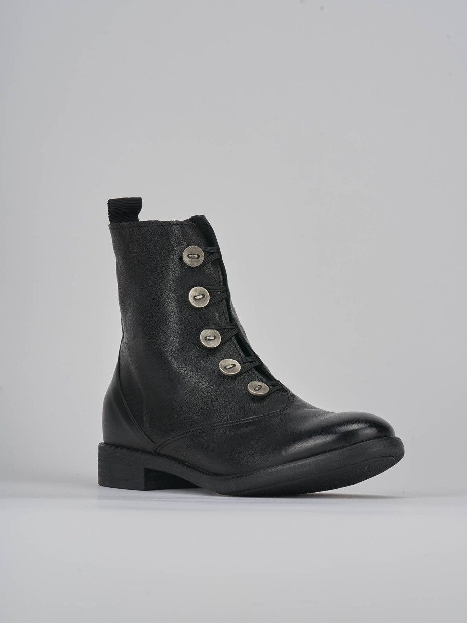 Combat boots heel 3 cm black leather