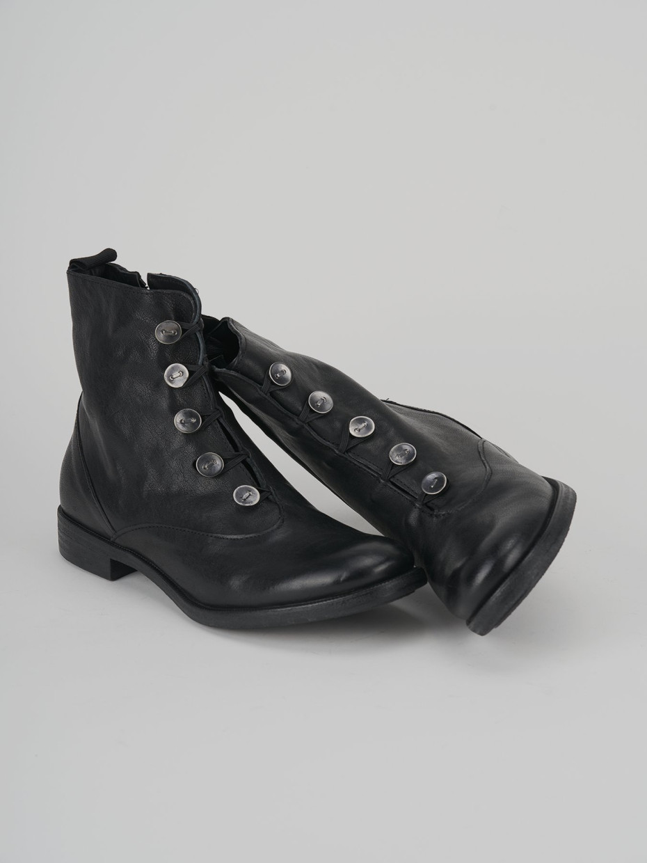 Combat boots heel 3 cm black leather