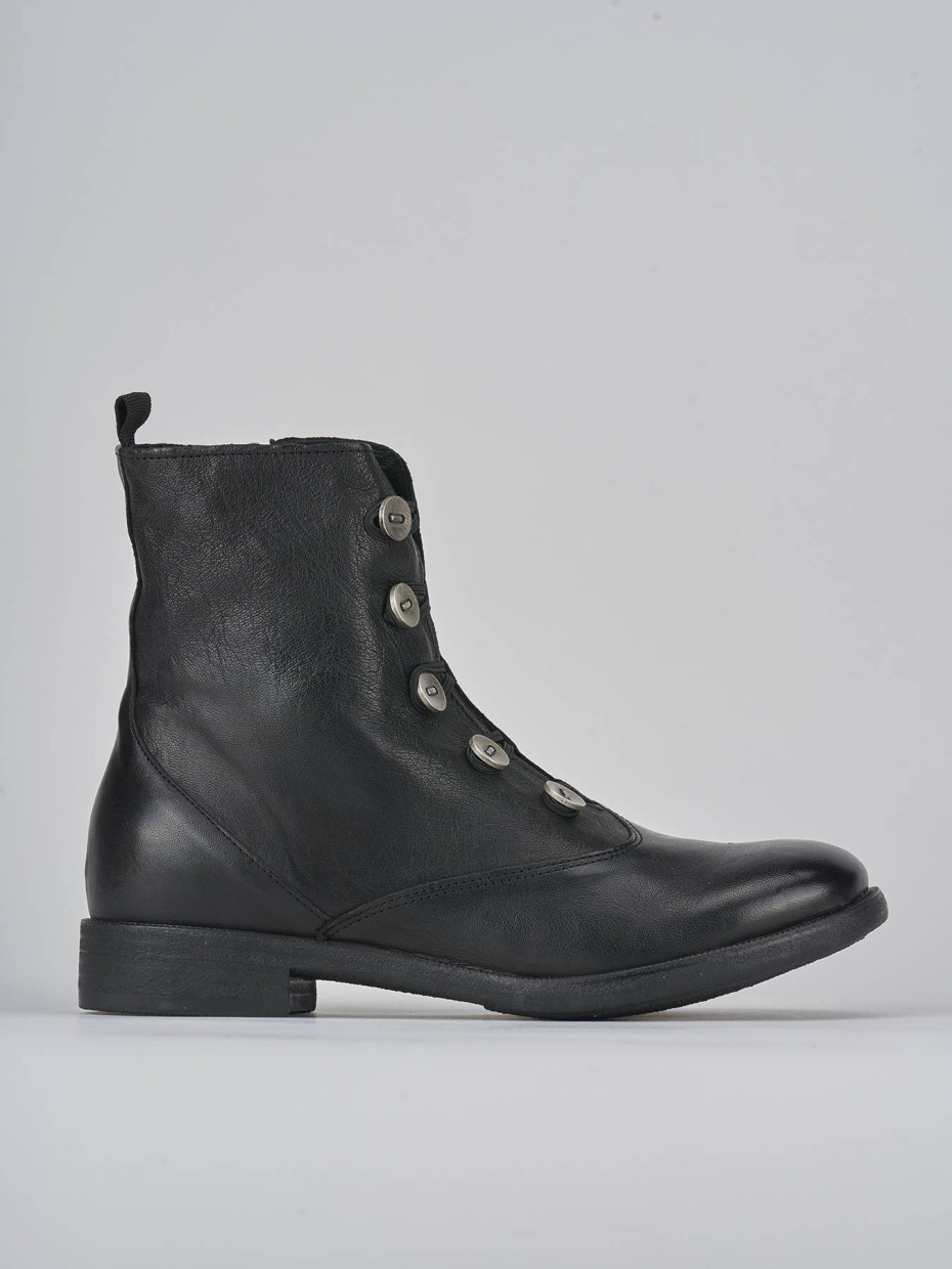 Combat boots heel 3 cm black leather