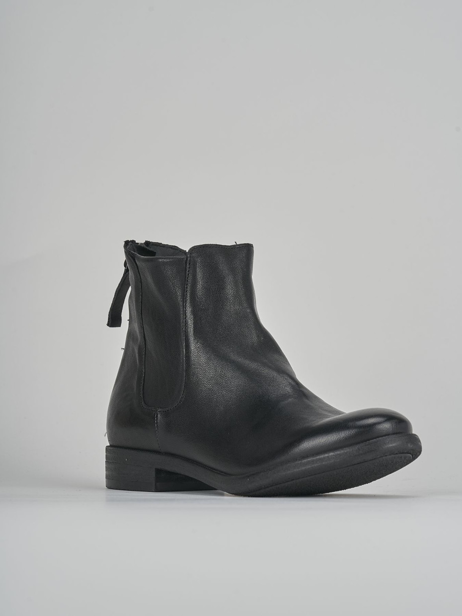 Low heel ankle boots heel 2 cm black leather