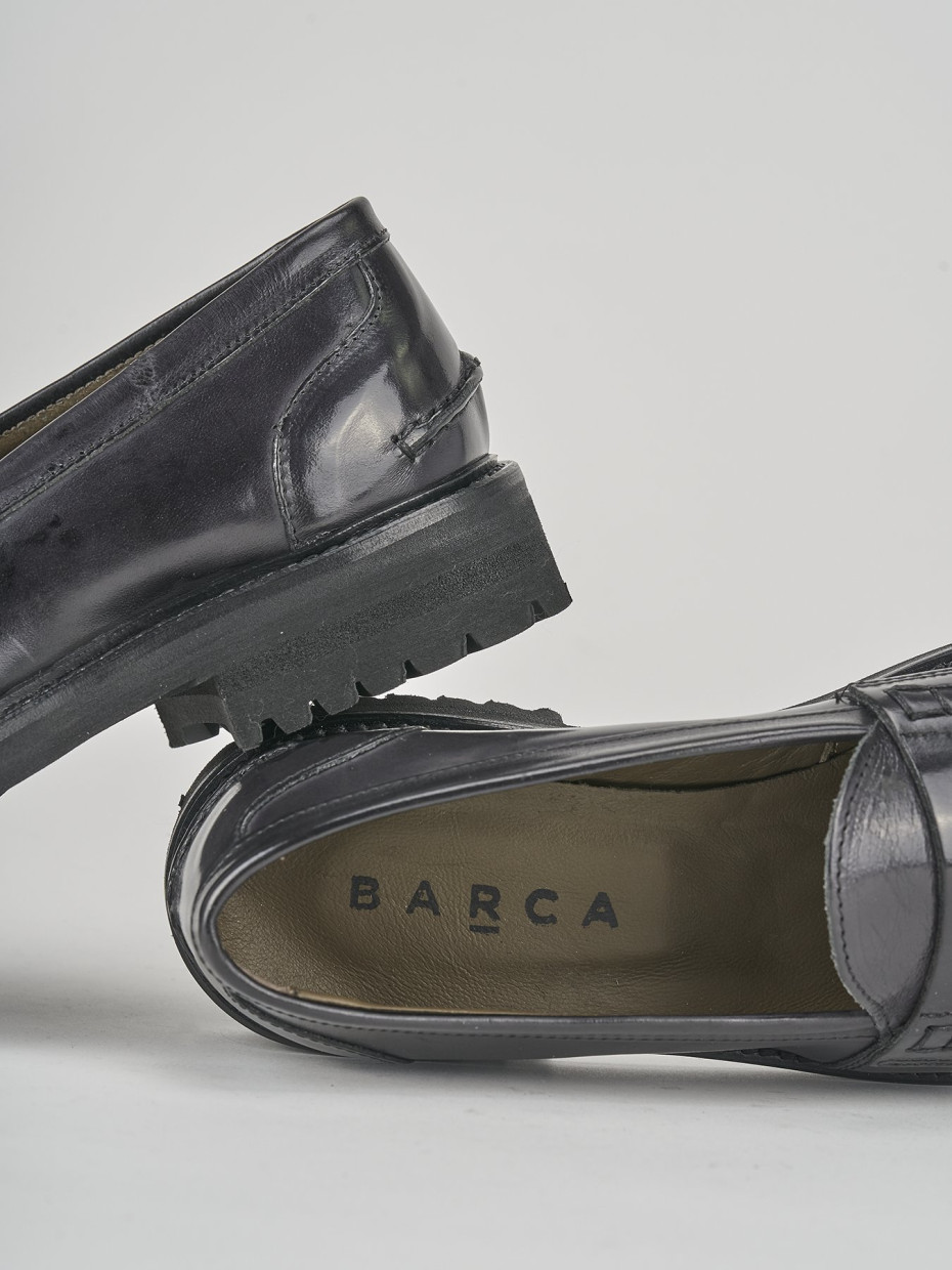 Mocassino tacco 1cm  nero pelle