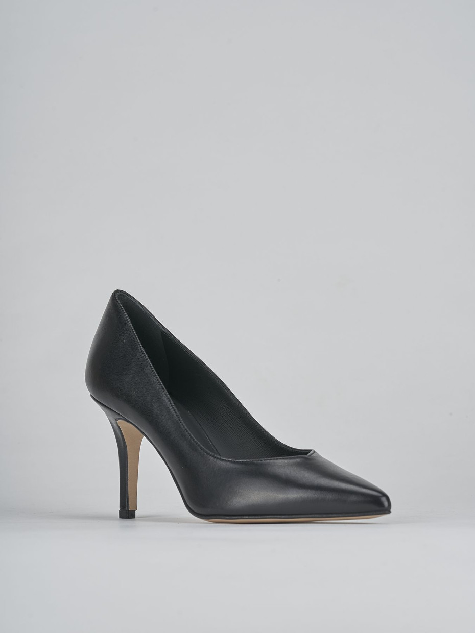 Décolleté e slingback tacco 7cm pelle nero