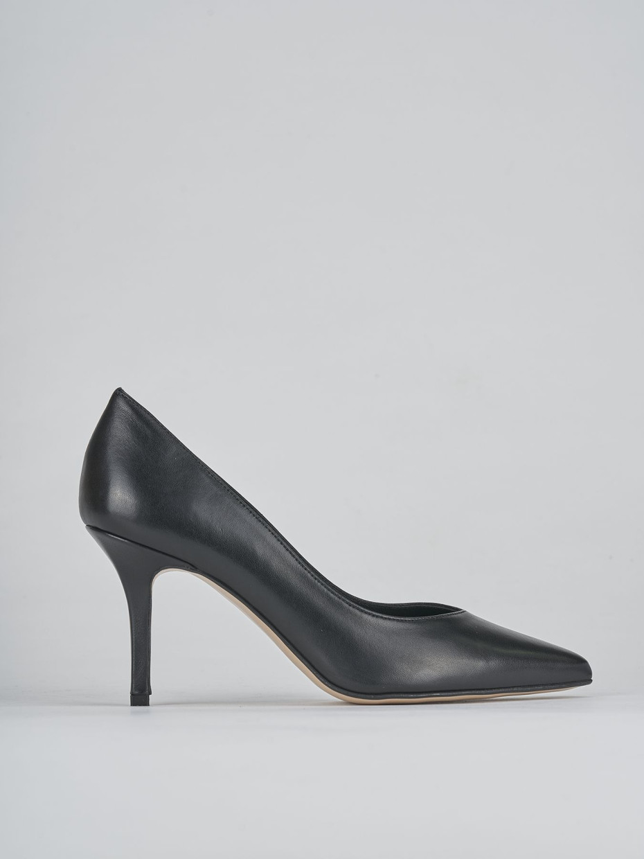 Décolleté e slingback tacco 7cm pelle nero
