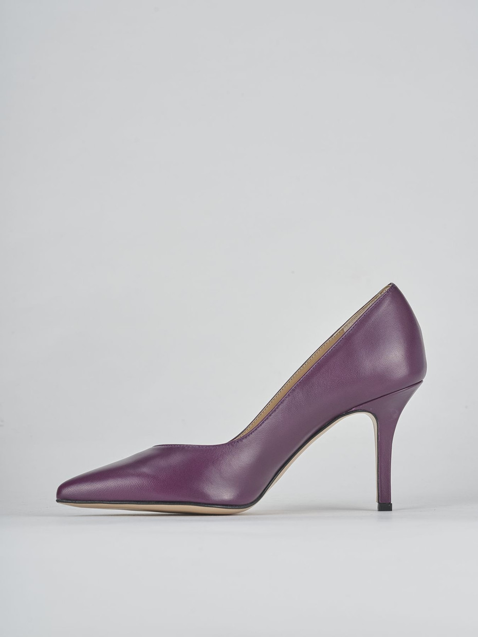 Décolleté e slingback tacco 7cm pelle viola