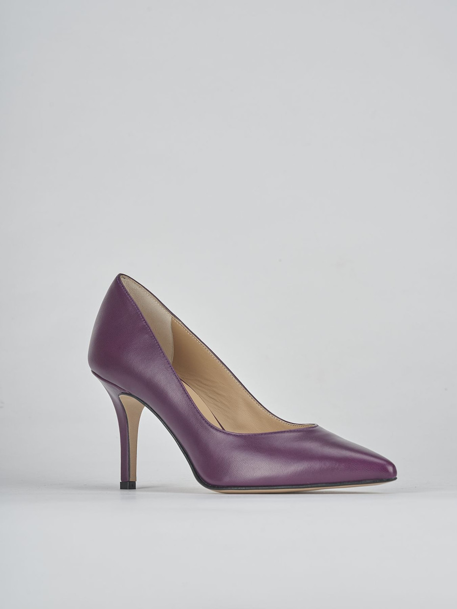 Décolleté e slingback tacco 7cm pelle viola
