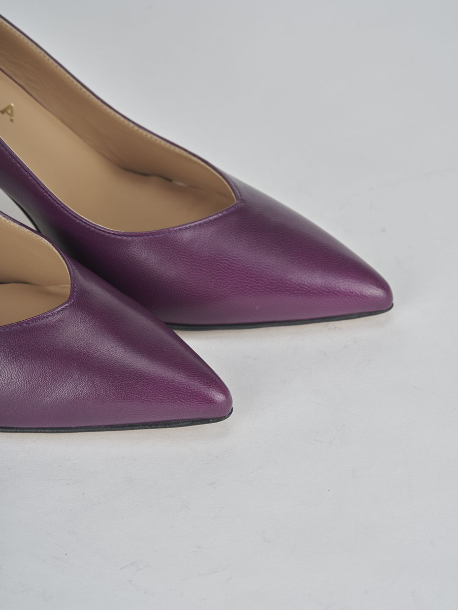 Décolleté e slingback tacco 7cm pelle viola