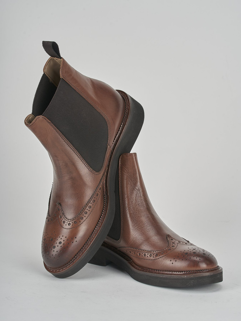 Low heel ankle boots heel 2 cm brown leather